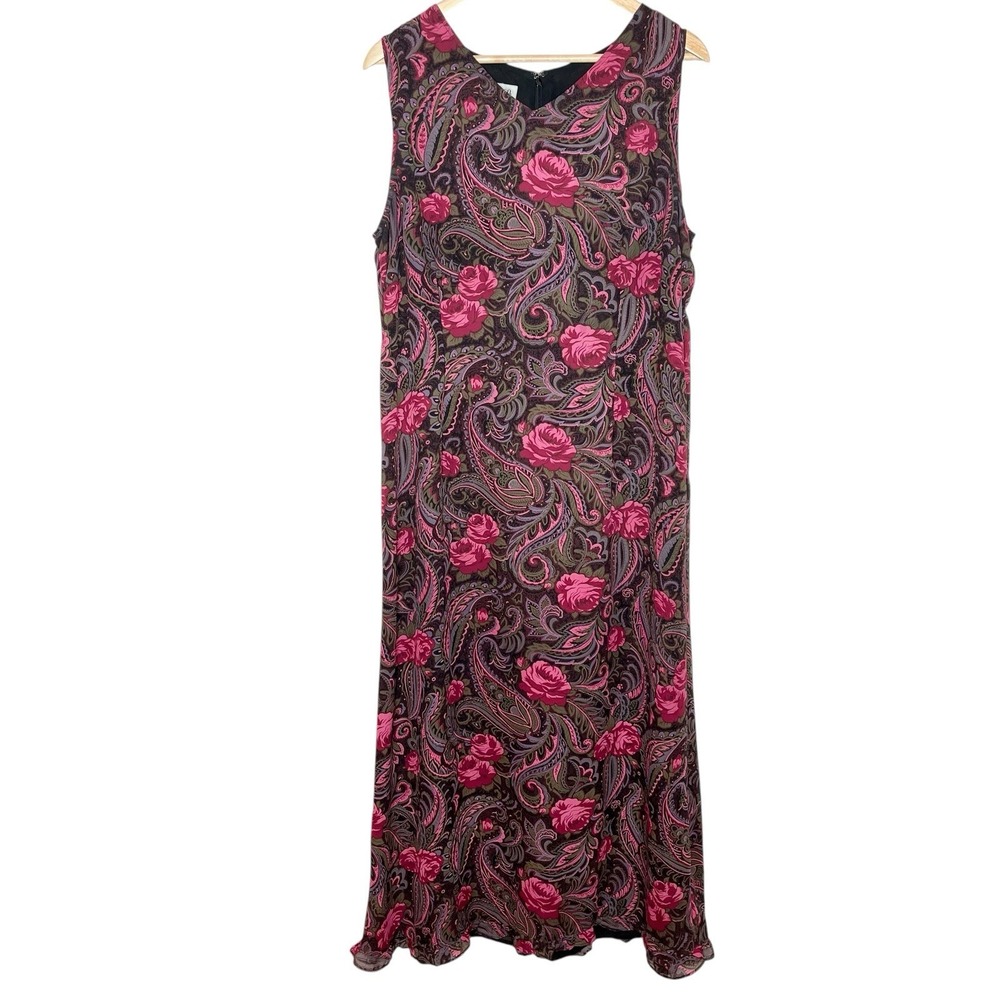 Paisley Rose Floral Maxi Dress Womens 16 Whimsigoth Fairy Grunge Dark Romantic